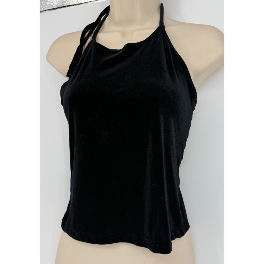 2000s Black Velvet Halter Top Soft Grunge Indie‎ Sleaze Club Kid